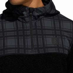 ADIDAS AdiCross Sherpa Plaid 1/4 Zip Sweater -Golf Clubs Shop adidas adicross sherpa plaid 1 4 zip sweater black 03 69644.1632770692