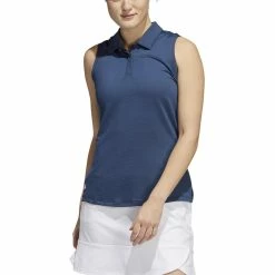 ADIDAS Women's Primeblue Ottoman Stripe Sleeveless Polo -Golf Clubs Shop adidas womens primeblue ottoman stripe sleeveless polo crew navy 01 95813.1647972767