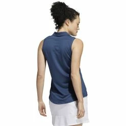 ADIDAS Women's Primeblue Ottoman Stripe Sleeveless Polo -Golf Clubs Shop adidas womens primeblue ottoman stripe sleeveless polo crew navy 02 32769.1647972767