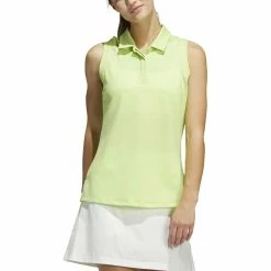 ADIDAS Women's Primeblue Ottoman Stripe Sleeveless Polo -Golf Clubs Shop adidas womens primeblue ottoman stripe sleeveless polo pulse lime 01 52993.1647972767