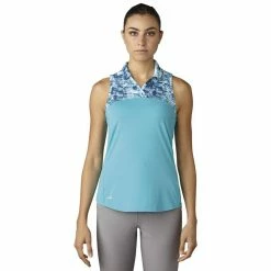 ADIDAS Women's Printed Sport Mesh Sleeveless Polo -Golf Clubs Shop adidas womens printed sport mesh sleeveless polo energy blue 01 05878.1633461092