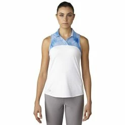 ADIDAS Women's Printed Sport Mesh Sleeveless Polo -Golf Clubs Shop adidas womens printed sport mesh sleeveless polo white 01 25515.1633461092