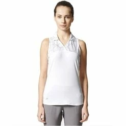 ADIDAS Women's Printed Sport Mesh Sleeveless Polo