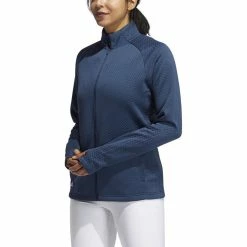 ADIDAS Women's Textured Layer Jacket -Golf Clubs Shop adidas womens textured layer jacket crew navy 01 14227.1633102077