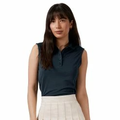 Antigua Women's Tribute Sleeveless Polo -Golf Clubs Shop antigua womens tribute sleeveless polo black 01 95691.1676592761