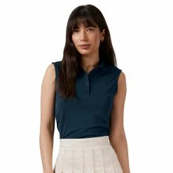 Antigua Women's Tribute Sleeveless Polo -Golf Clubs Shop antigua womens tribute sleeveless polo navy 01 06908.1676594790
