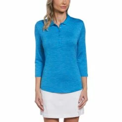 Callaway Women's Swing Tech 3/4 Sleeve Polo -Golf Clubs Shop callaway womens swing tech 3 4 sleeve polo ibiza blue 01 64092.1654789379