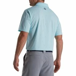 FootJoy 18 Holes Print Lisle Self Collar Polo -Golf Clubs Shop footjoy 18 holes print lisle self collar polo azure 02 35712.1673906329