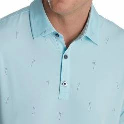 FootJoy 18 Holes Print Lisle Self Collar Polo -Golf Clubs Shop footjoy 18 holes print lisle self collar polo azure 03 43294.1673902495