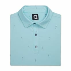 FootJoy 18 Holes Print Lisle Self Collar Polo -Golf Clubs Shop footjoy 18 holes print lisle self collar polo azure 04 27159.1673903795