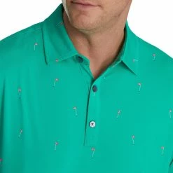 FootJoy 18 Holes Print Lisle Self Collar Polo -Golf Clubs Shop footjoy 18 holes print lisle self collar polo sea green 03 42064.1673902606