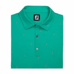 FootJoy 18 Holes Print Lisle Self Collar Polo -Golf Clubs Shop footjoy 18 holes print lisle self collar polo sea green 04 43734.1673902812