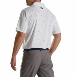 FootJoy 18 Holes Print Lisle Self Collar Polo -Golf Clubs Shop footjoy 18 holes print lisle self collar polo white 02 59574.1673899484