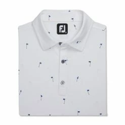 FootJoy 18 Holes Print Lisle Self Collar Polo -Golf Clubs Shop footjoy 18 holes print lisle self collar polo white 04 55668.1673903059