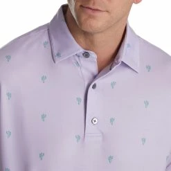 FootJoy Cactus Print Lisle Self Collar Polo -Golf Clubs Shop footjoy cactus print lisle self collar polo dusty purple 03 75030.1673901887