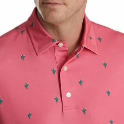 FootJoy Cactus Print Lisle Self Collar Polo -Golf Clubs Shop footjoy cactus print lisle self collar polo watermelon 03 48089.1673900465