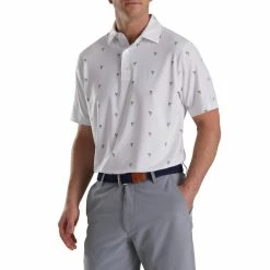 FootJoy Cactus Print Lisle Self Collar Polo -Golf Clubs Shop footjoy cactus print lisle self collar polo white 01 39837.1673902336