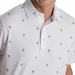 FootJoy Cactus Print Lisle Self Collar Polo -Golf Clubs Shop footjoy cactus print lisle self collar polo white 03 98988.1673904253