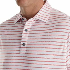 FootJoy Chalk Line Print Stretch Pique Self Collar Polo -Golf Clubs Shop footjoy chalk line print stretch pique self collar polo white coral 03 47598.1673905136