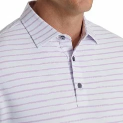 FootJoy Chalk Line Print Stretch Pique Self Collar Polo -Golf Clubs Shop footjoy chalk line print stretch pique self collar polo white lavender 03 64764.1673902032