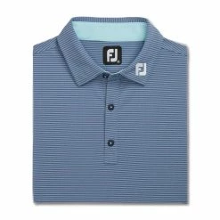 FootJoy Feeder Stripe Mix Stretch Pique Self Collar Polo - FJ Logo -Golf Clubs Shop footjoy feeder stripe mix stretch pique self collar polo fj logo bluestone denim 04 24884.1676589324