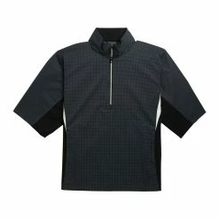FootJoy FJ Hydrolite Short Sleeve Rain Shirt -Golf Clubs Shop footjoy fj hydrolite short sleeve rain shirt charcoal black houndstooth 01 59041.1676494364