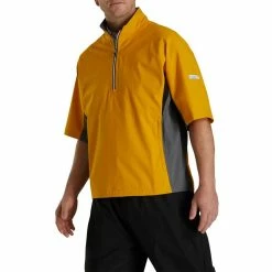 FootJoy FJ Hydrolite Short Sleeve Rain Shirt -Golf Clubs Shop footjoy fj hydrolite short sleeve rain shirt mustard charcoal black 02 66255.1676494358
