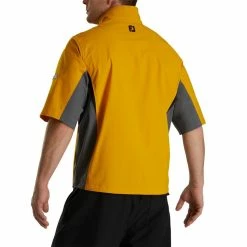 FootJoy FJ Hydrolite Short Sleeve Rain Shirt -Golf Clubs Shop footjoy fj hydrolite short sleeve rain shirt mustard charcoal black 03 73984.1676494359