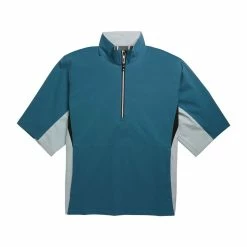 FootJoy FJ Hydrolite Short Sleeve Rain Shirt -Golf Clubs Shop footjoy fj hydrolite short sleeve rain shirt petrol blue white check 01 34136.1676494363