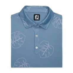 FootJoy Jungle Leaf Print Lisle Self Collar Polo -Golf Clubs Shop footjoy jungle leaf print lisle self collar polo denim dusty purple 04 95390.1673904058