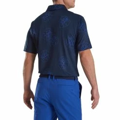 FootJoy Jungle Leaf Print Lisle Self Collar Polo -Golf Clubs Shop footjoy jungle leaf print lisle self collar polo navy tonal 02 05230.1673905417