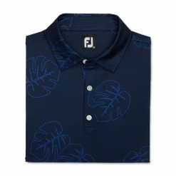 FootJoy Jungle Leaf Print Lisle Self Collar Polo -Golf Clubs Shop footjoy jungle leaf print lisle self collar polo navy tonal 04 36166.1673905024