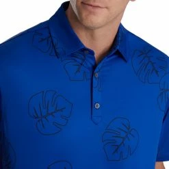 FootJoy Jungle Leaf Print Lisle Self Collar Polo -Golf Clubs Shop footjoy jungle leaf print lisle self collar polo ocean black 03 84716.1673906164