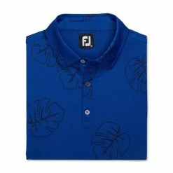 FootJoy Jungle Leaf Print Lisle Self Collar Polo -Golf Clubs Shop footjoy jungle leaf print lisle self collar polo ocean black 04 26078.1673901326