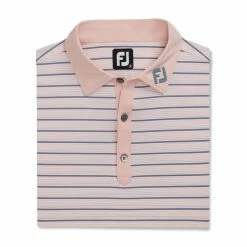 FootJoy Lisle Accented Stripe Self Collar Polo - FJ Logo -Golf Clubs Shop footjoy lisle accented stripe self collar polo fj logo pink white graphite 01 96048.1673903199