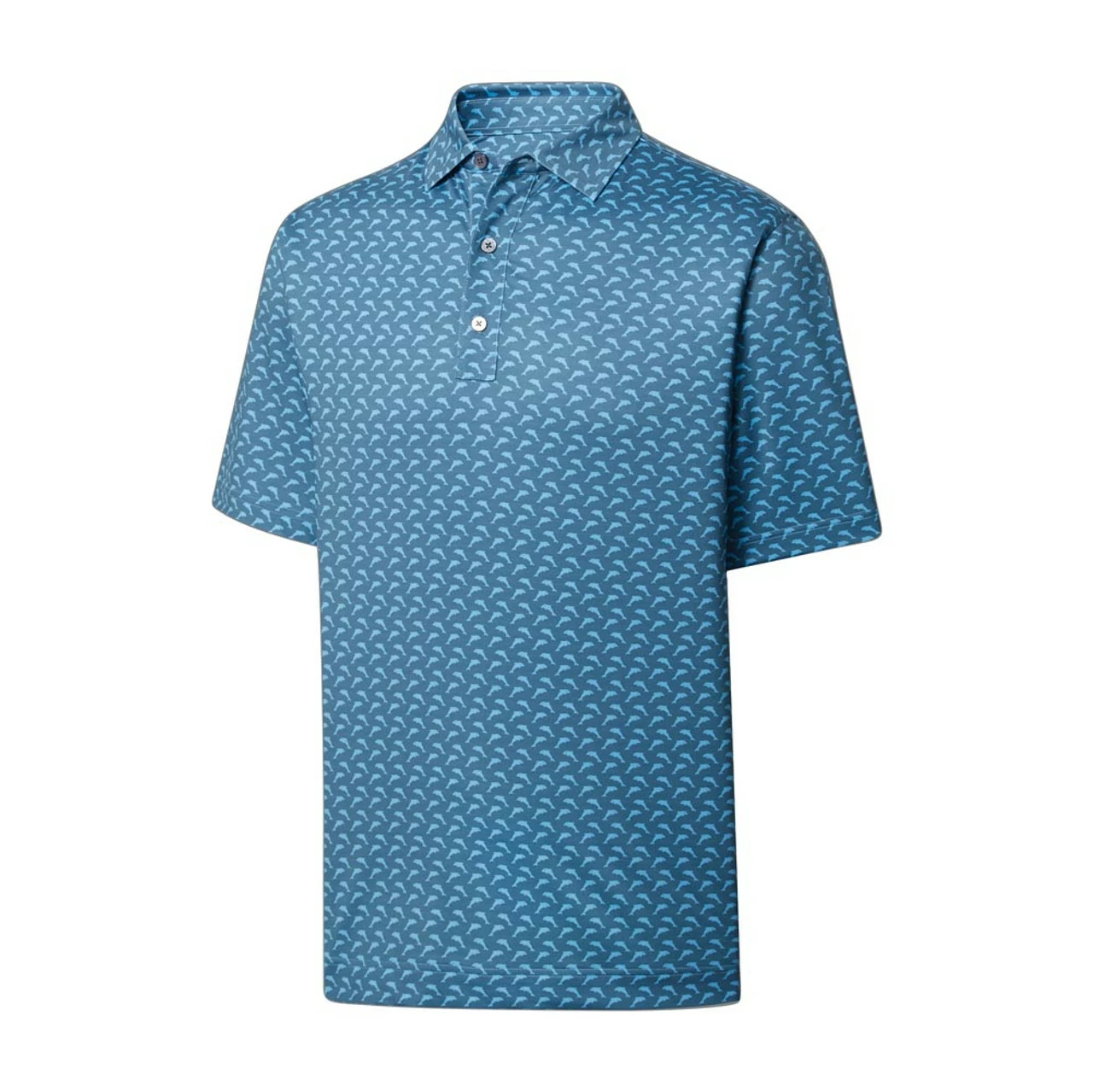 FootJoy Lisle Leaping Dolphins Print Self Collar Polo 1 FootJoy Lisle Leaping Dolphins Print Self Collar Polo