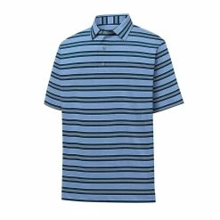 FootJoy Lisle Traditional Stripe Self Collar Polo -Golf Clubs Shop footjoy lisle traditional stripe self collar polo heather lagoon navy white 01 73648.1632336829