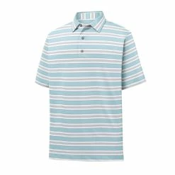 FootJoy Lisle Traditional Stripe Self Collar Polo -Golf Clubs Shop footjoy lisle traditional stripe self collar polo ice blue white grey 01 90999.1632336829