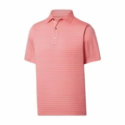 FootJoy Lisle Triple Pinstripe Self Collar Polo -Golf Clubs Shop footjoy lisle triple pinstripe self collar polo coral 01 46357.1676597079