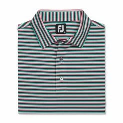 FootJoy Multi Stripe Lisle Self Collar Polo -Golf Clubs Shop footjoy multi stripe lisle self collar polo white watermelon navy 04 60813.1673899683