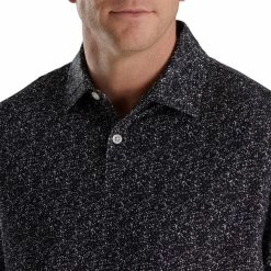FootJoy Paint Splatter Print Lisle Self Collar Polo -Golf Clubs Shop footjoy paint splatter print lisle self collar polo black white 03 70852.1673904902