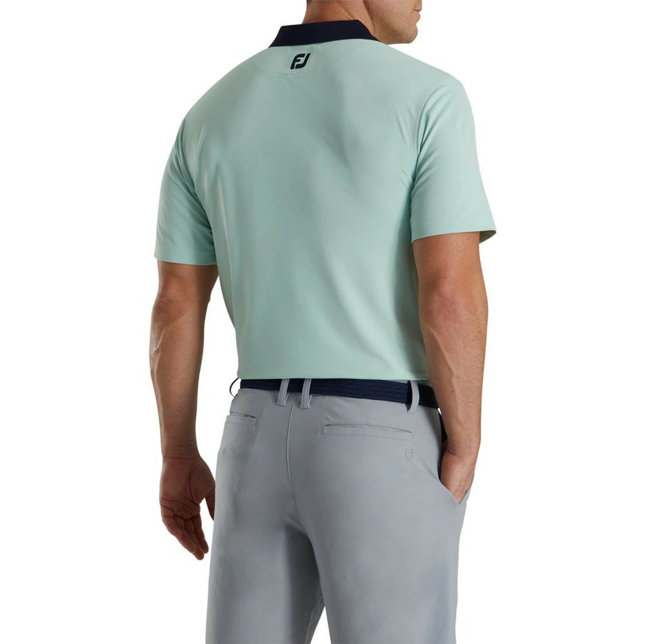 FootJoy Solid Stretch Pique With Stripe Placket Knit Collar Polo 2 FootJoy Solid Stretch Pique With Stripe Placket Knit Collar Polo - Image 2