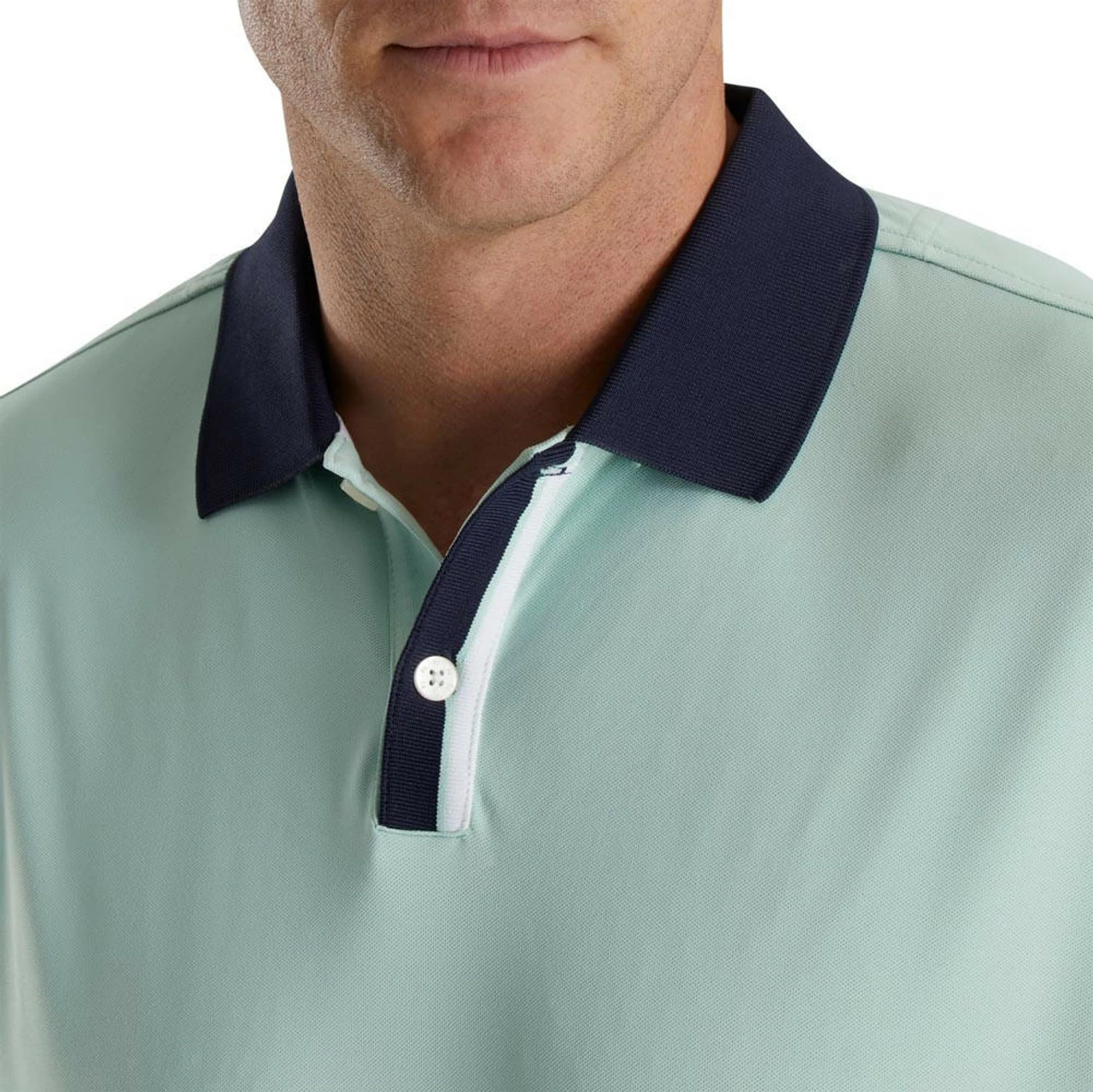 FootJoy Solid Stretch Pique With Stripe Placket Knit Collar Polo 3 FootJoy Solid Stretch Pique With Stripe Placket Knit Collar Polo - Image 3