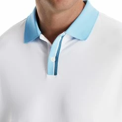 FootJoy Solid Stretch Pique With Stripe Placket Knit Collar Polo 14 FootJoy Solid Stretch Pique With Stripe Placket Knit Collar Polo -Golf Clubs Shop footjoy solid stretch pique with stripe placket knit collar polo white 03 99963.1673900360