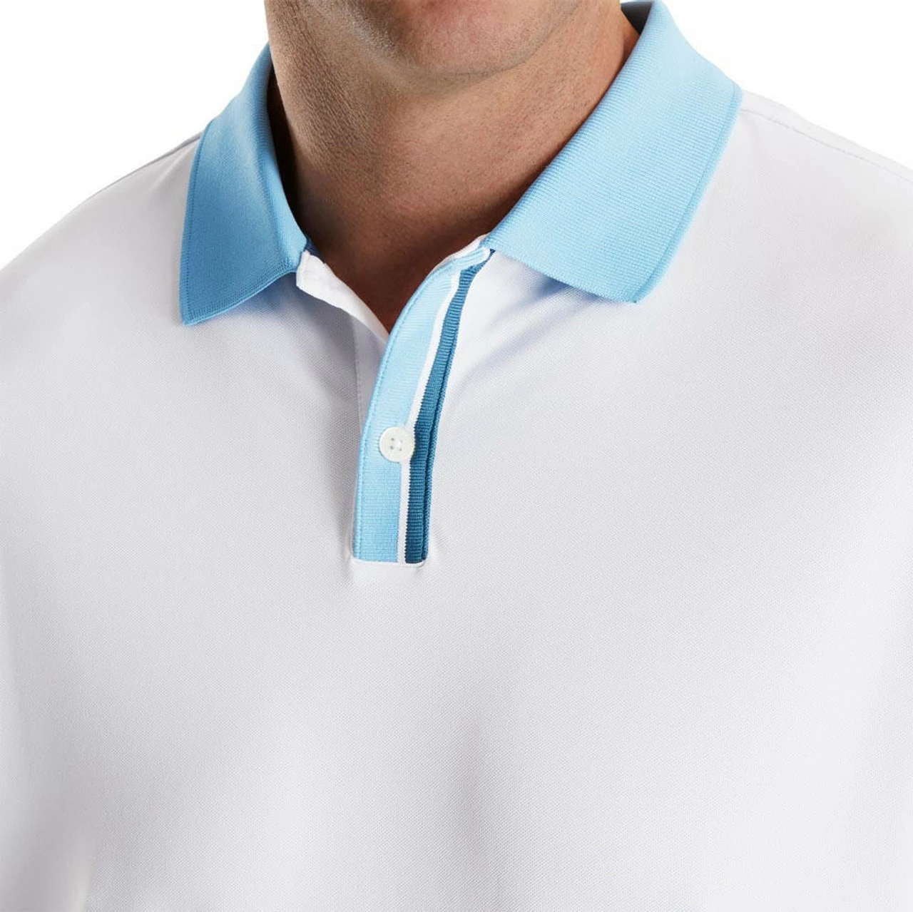 FootJoy Solid Stretch Pique With Stripe Placket Knit Collar Polo 7 FootJoy Solid Stretch Pique With Stripe Placket Knit Collar Polo - Image 7