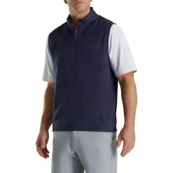 FootJoy Stretch Woven Vest With Knit Accents -Golf Clubs Shop footjoy stetch woven vest with knit accents navy 01 18132.1673905004