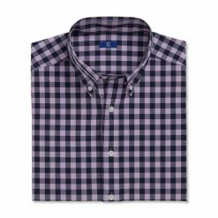 FootJoy Stretch Woven Gingham Shirt -Golf Clubs Shop footjoy stretch woven gingham shirt lavender navy 04 86254.1671653289