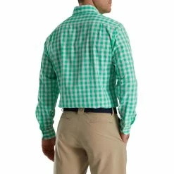 FootJoy Stretch Woven Gingham Shirt -Golf Clubs Shop footjoy stretch woven gingham shirt light sea green white 02 77187.1671651623