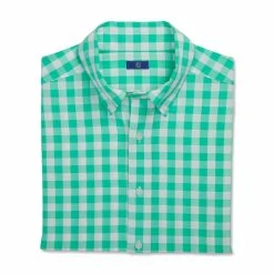FootJoy Stretch Woven Gingham Shirt -Golf Clubs Shop footjoy stretch woven gingham shirt light sea green white 04 74112.1671652605