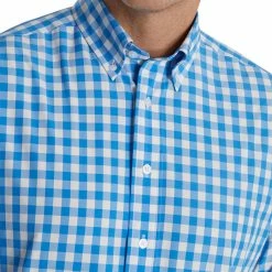 FootJoy Stretch Woven Gingham Shirt -Golf Clubs Shop footjoy stretch woven gingham shirt white royal 03 02128.1671653586